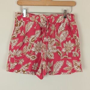 Every Floral Print Linen Blend Elastic Waistband Shorts